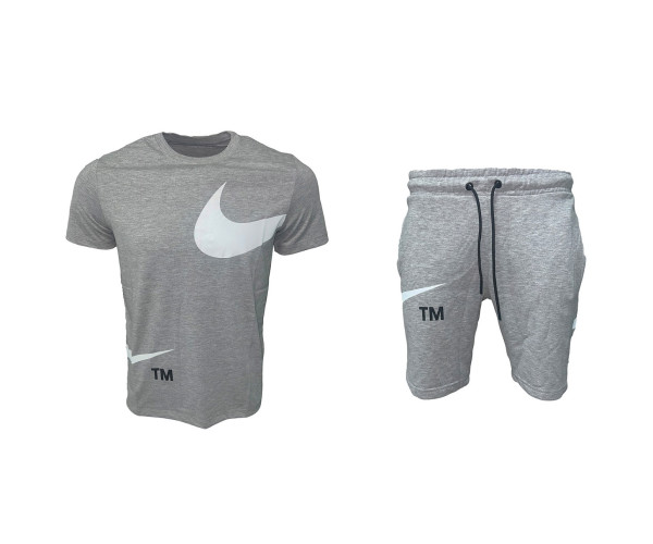 Nike Swoosh  Shorts + T-shirt White Light Grey